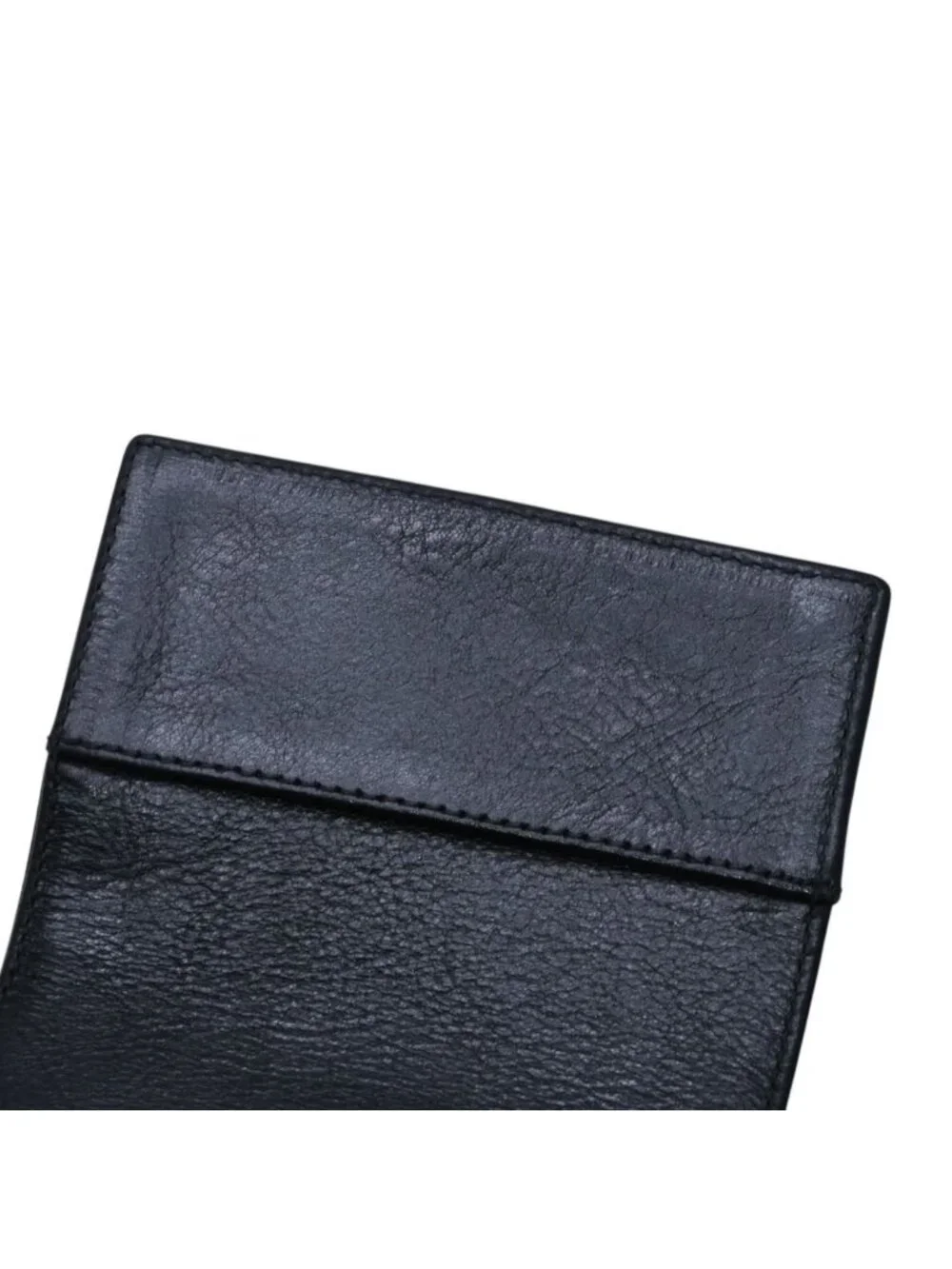 Chrome Hearts Leather Card Case Trifold Scroll Label Logo 925 Sterling Silver